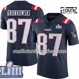 Maillot New England Patriots Rob Gronkowski 87 Nike Bleu 2019 Super Bowl LIII - Enfant